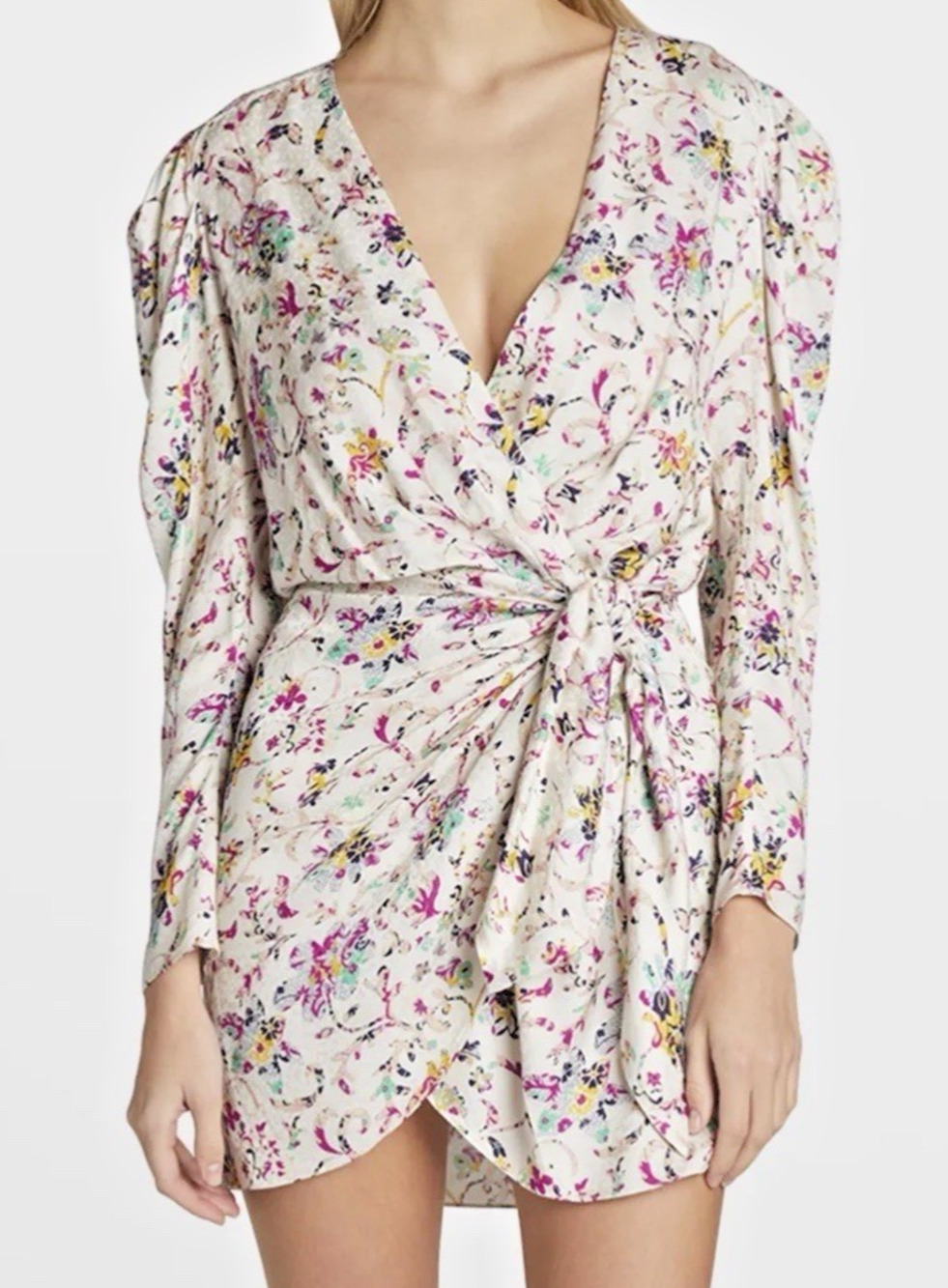 Isabel Marant Etoile Women’s Baikal Floral Mini Long Sleeve Wrap Dress Size 34
